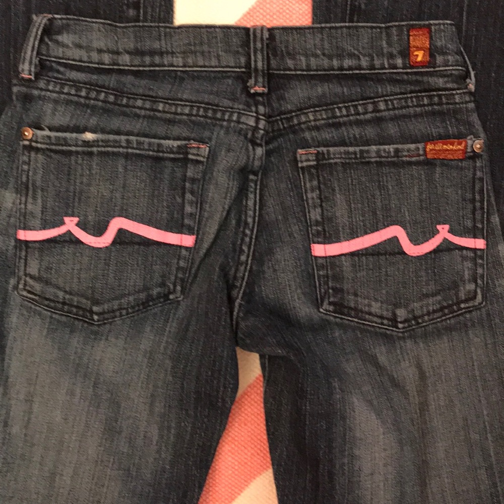 7 For All Mankind pink accent flare Jeans 27